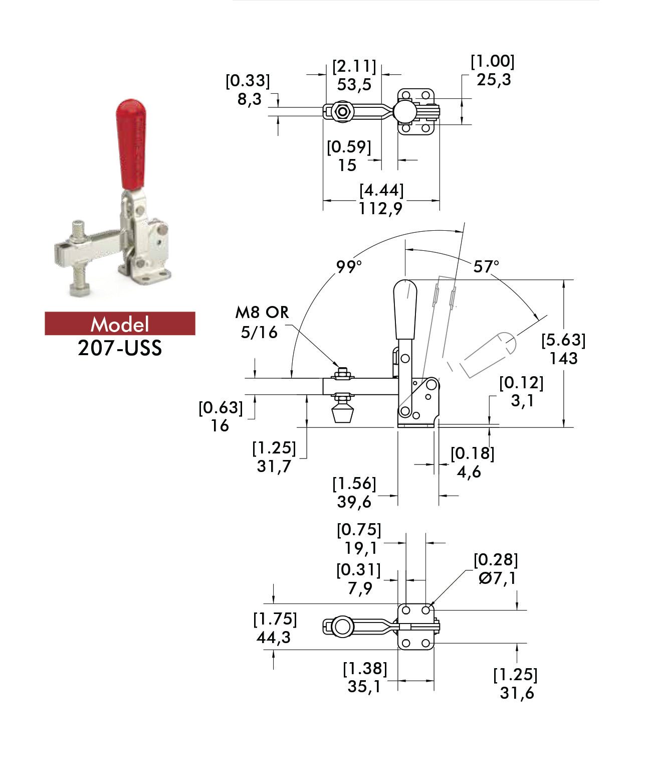 Vertical Clamp, Destaco™ - DE207-USS